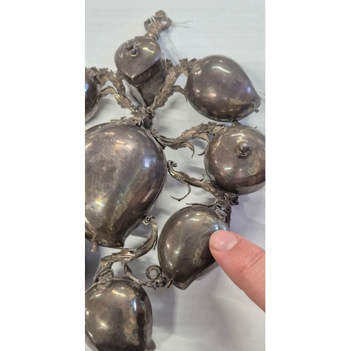 9 - 19th century Indian White Metal Pandan or Kumkum holder. With nine compartments linked together and ... 