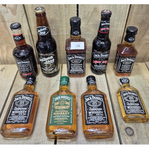 226 - Collection of Nine Jack Daniels Bottles of Tennessee Whisky 20cl -355ml. Sealed