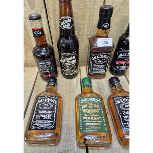 226 - Collection of Nine Jack Daniels Bottles of Tennessee Whisky 20cl -355ml. Sealed