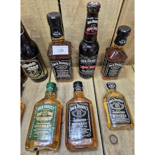 226 - Collection of Nine Jack Daniels Bottles of Tennessee Whisky 20cl -355ml. Sealed