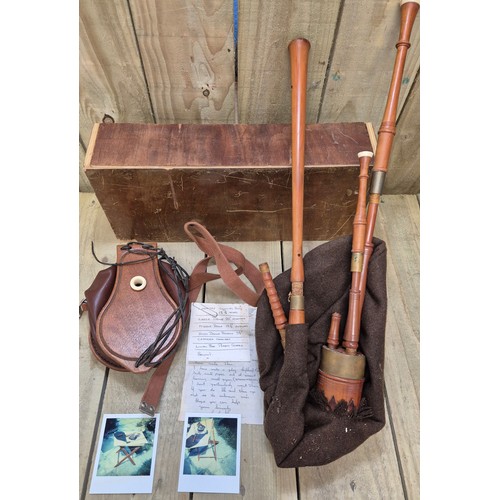 205 - Northumbrian Pipes. Comes with hand written letter. Needs attention.