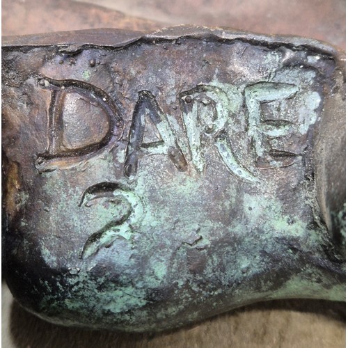 296 - Helen Dare
Bronze nude wall sculpture. 47cm length. Medusa style. Green patina finish.