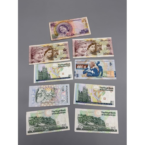 A Collection of British bank notes; Five RBS PLC £1 Bank notes ...