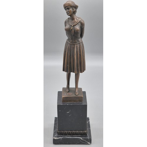 After Demetre Chiparus Bronze and marble lady figurine. Signed. Having ...