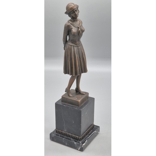After Demetre Chiparus Bronze and marble lady figurine. Signed. Having ...