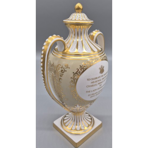 213 - Limited Edition Spode Commemorative 1981 Wedding of Prince Charles & Princess Diana Spencer Urn with... 