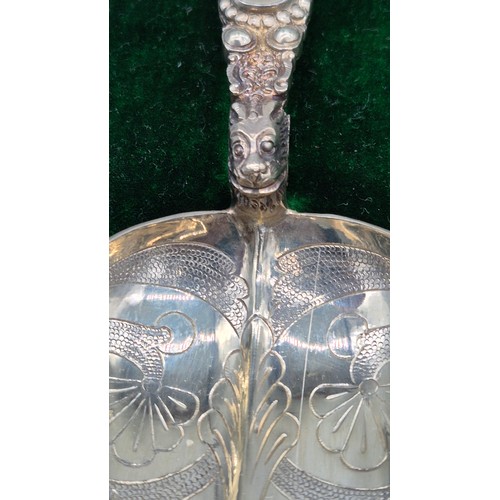2 - Pair of Edwardian London Silver Gilt Anointing Spoons. Decoratively engraved and designed. Comes wit... 