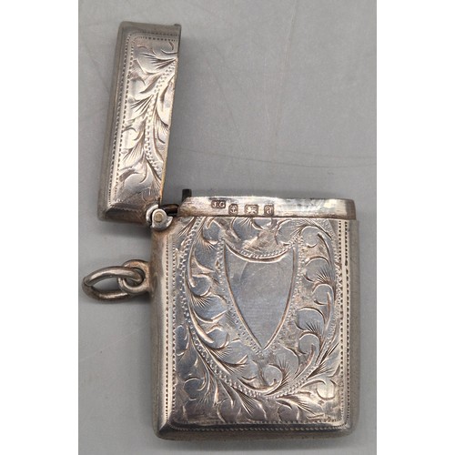 14 - A Collection of seven antique Birmingham silver ornate vesta cases. 167grams.