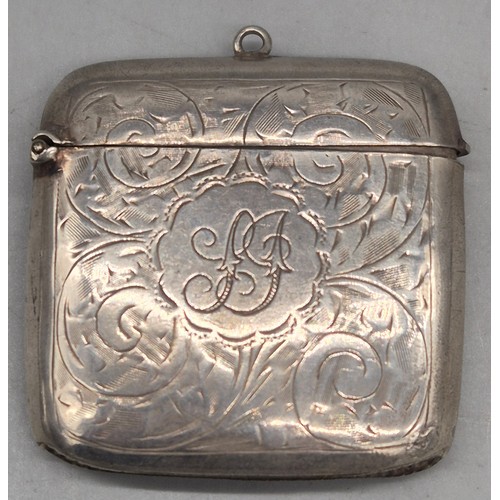 20 - A Collection of six Birmingham and one London Silver vesta cases. All ornately engraved and with som... 