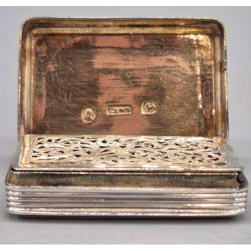 24 - Two silver vinaigrettes; A George III Silver Gilt Vinaigrette by John Allen IV & Joshua Butler I. Th... 