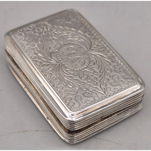 24 - Two silver vinaigrettes; A George III Silver Gilt Vinaigrette by John Allen IV & Joshua Butler I. Th... 