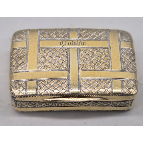 24 - Two silver vinaigrettes; A George III Silver Gilt Vinaigrette by John Allen IV & Joshua Butler I. Th... 