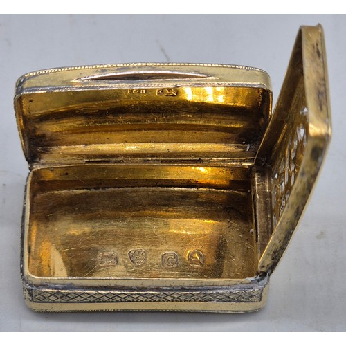 24 - Two silver vinaigrettes; A George III Silver Gilt Vinaigrette by John Allen IV & Joshua Butler I. Th... 