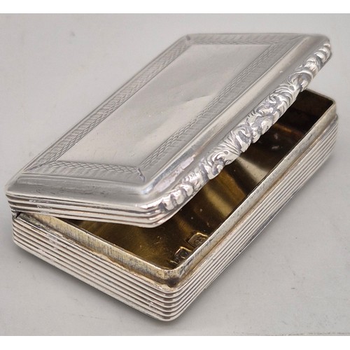 25 - George IV Birmingham silver snuff box. Produced by Francis Clark 1825. Bevelled rectangular form, wi... 