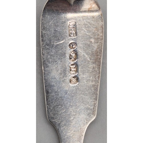 21 - A Lot of six Victorian Exeter Silver tea spoons. Five Produced by John Stone. Fiddle pattern tea spo... 