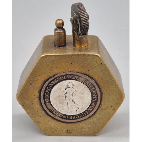 28 - A Collection of 5 various antique lighters; Silver 950 cased and engraved lighter. Cartouche engrave... 