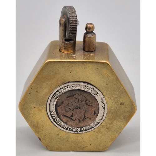 28 - A Collection of 5 various antique lighters; Silver 950 cased and engraved lighter. Cartouche engrave... 