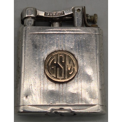 28 - A Collection of 5 various antique lighters; Silver 950 cased and engraved lighter. Cartouche engrave... 