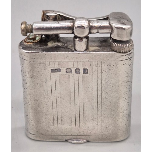 28 - A Collection of 5 various antique lighters; Silver 950 cased and engraved lighter. Cartouche engrave... 
