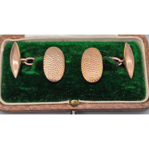 42 - Pair of London 9ct rose gold cufflinks. 5.88grams. Comes with Harrods London box.