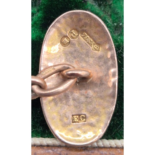42 - Pair of London 9ct rose gold cufflinks. 5.88grams. Comes with Harrods London box.