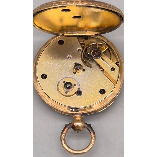 37 - Antique 14ct yellow gold pocket watch. Produced by D F & Co. 53.19grams. Comes with two keys. Runs f... 