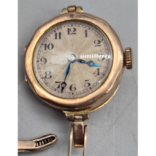 39 - Antique 9ct yellow gold scrap watch. 9ct gold bracelet. 16.69grams.