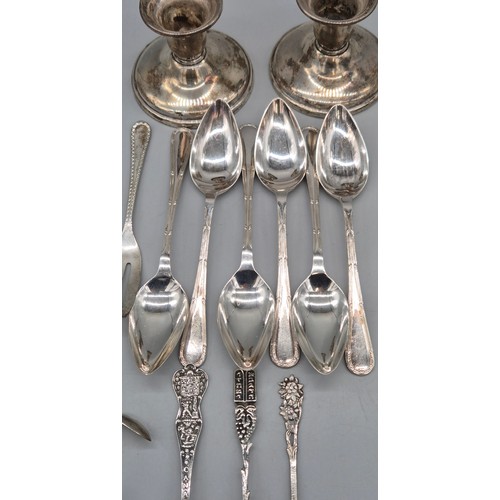 36 - Collection of silver cutlery; Set of six Sheffield silver dessert forks, Set of six Sheffield silver... 