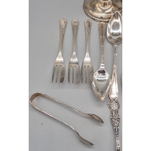 36 - Collection of silver cutlery; Set of six Sheffield silver dessert forks, Set of six Sheffield silver... 