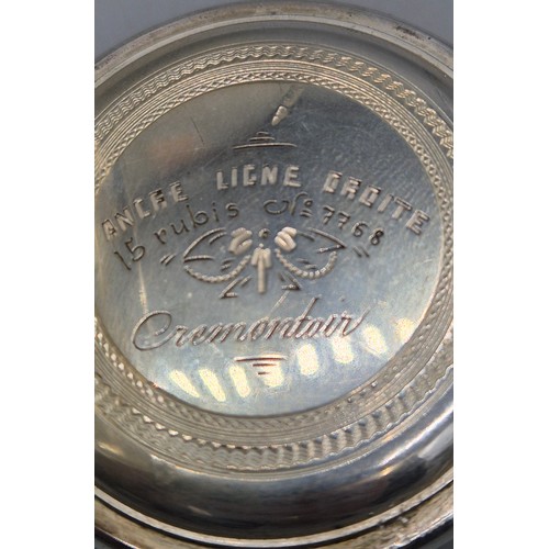 27 - Antique Birmingham silver pocket watch by Stewart Dawson & Co. Liverpool. Comes with a silver albert... 