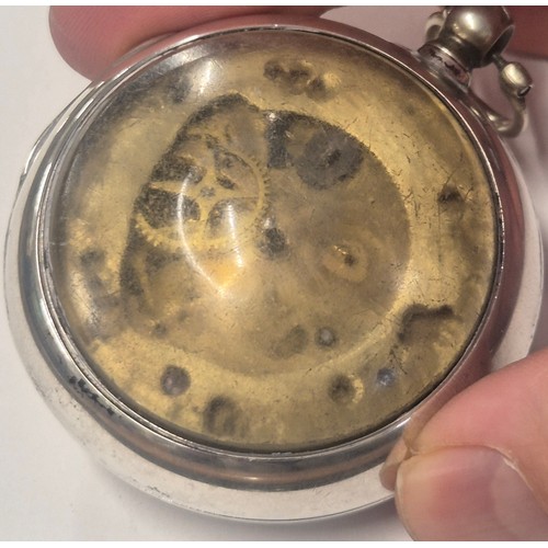 27 - Antique Birmingham silver pocket watch by Stewart Dawson & Co. Liverpool. Comes with a silver albert... 