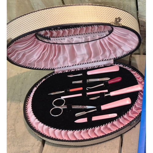 Tray of collectables; vintage ladies vanity box, table top lighters and ...