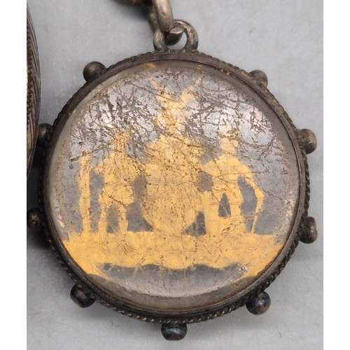 Antique Birmingham silver pocket watch, silver albert chain and fob ...
