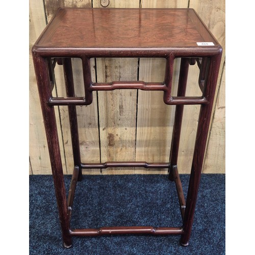 Antique Chinese rosewood and burr walnut plant stand table. Shaped ...