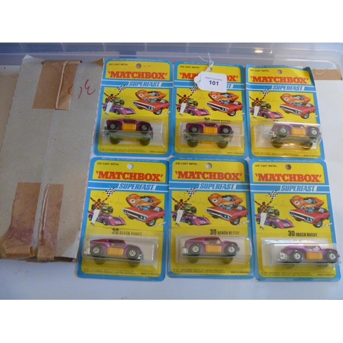 101 - lesney matchbox trade pack sleeve of six models beach buggy (box VG models E)