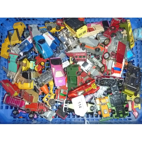 114 - good selection of loose playworn diecast vehicles mostly by matchbox and lesney