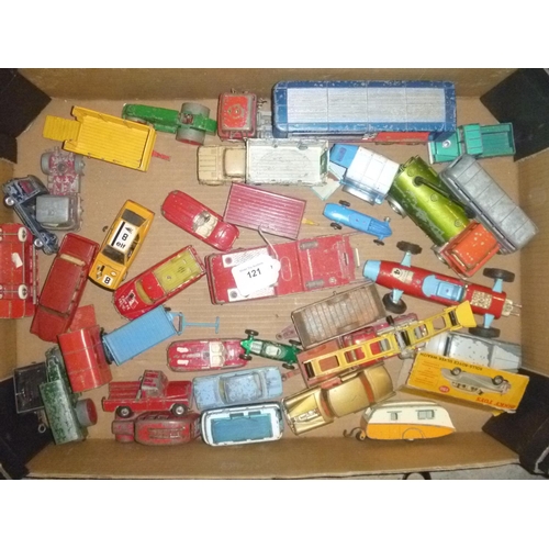 121 - a quantity of playworn vehicles by various makes including dinky and corgi