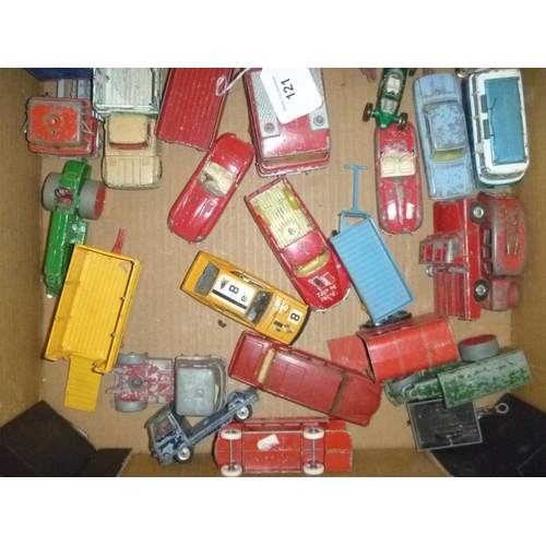 121 - a quantity of playworn vehicles by various makes including dinky and corgi