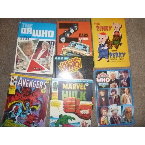 213 - selection of annuals and comics including dr who and z cars