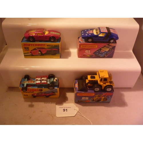 91 - lesney matchbox superfast lot X4 (box VG models E)