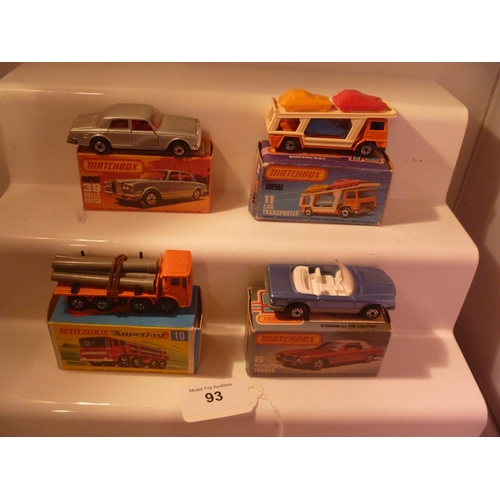 93 - lesney matchbox superfast lot X4 (box VG models E)