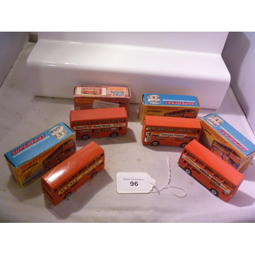 96 - lesney matchbox superfast lot X4 buses (box VG models E)