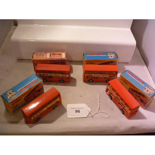 96 - lesney matchbox superfast lot X4 buses (box VG models E)