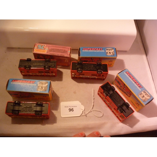 96 - lesney matchbox superfast lot X4 buses (box VG models E)