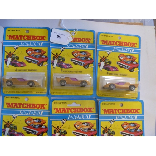 99 - lesney matchboxtrade pack sleeve of six models gruesome twosome (box VG models E)