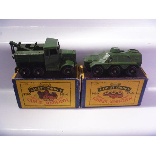 51 - LESNEY MATCHBOX  ARMY MILITARY SCAMMELL WRECK TRUCK AND ARMOURED PERSONNEL CARRIER