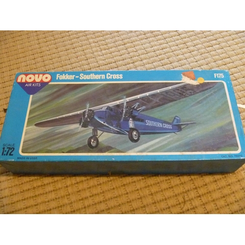 110 - novo fokker southern cross vintage model kit , contents appear complete and unstarted