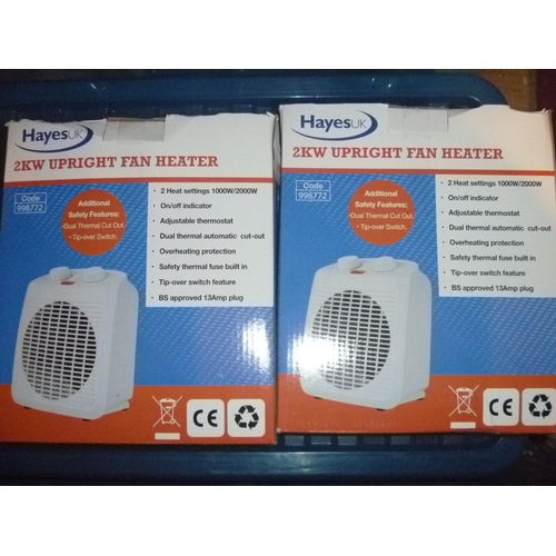 196 - 2 hayes electric fan heaters sealed in boxes believed as new