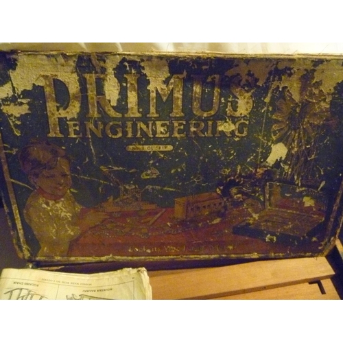 119 - primus engineering construction set, wood and metal c1930's similar to meccano