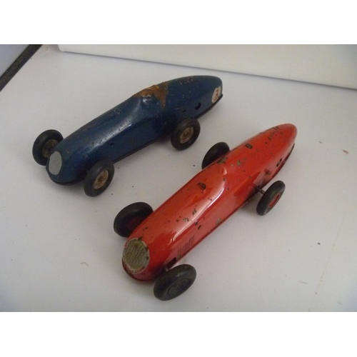 138 - TRIANG MINIC (NO KEY UNTESTED) TYRES PERISHED 2 RACING CARS